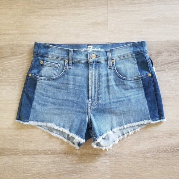 7 For All Mankind Pants - 7 For All Mankind High Waist Frayed Hem Shorts